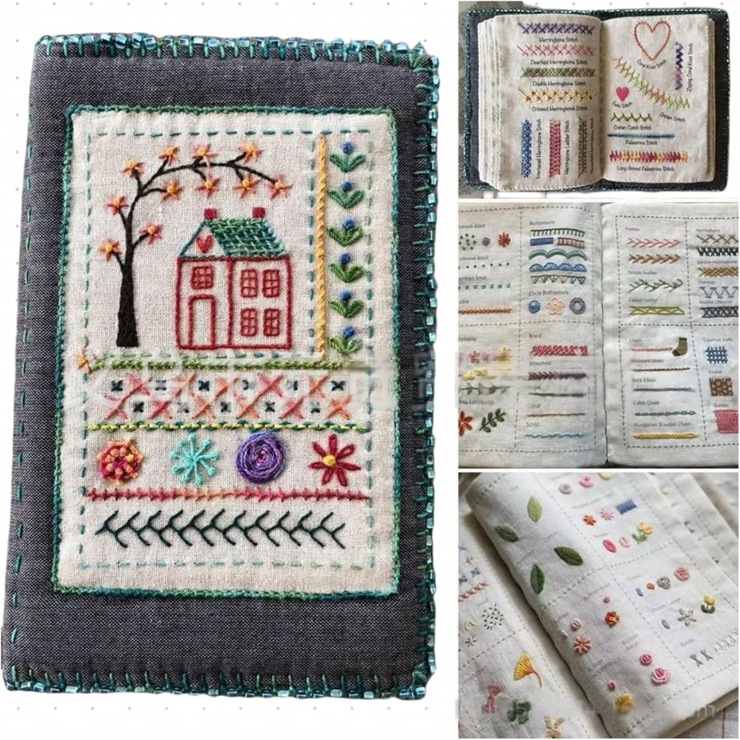 🧵 Embroidery Stitch Book Kit | 86–106 Stitches · Linen Fabric · Beginner-Friendly 🎨