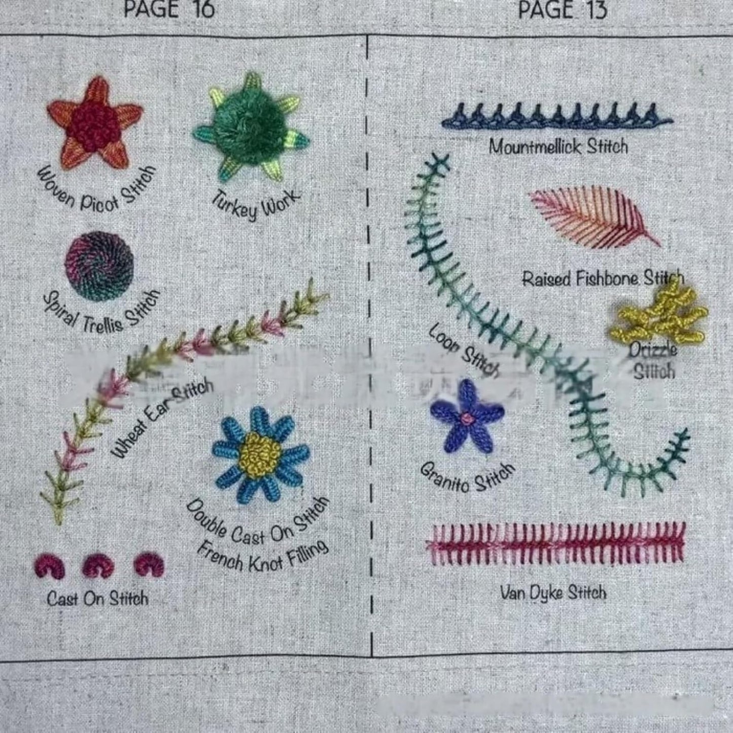 🧵 Embroidery Stitch Book Kit | 86–106 Stitches · Linen Fabric · Beginner-Friendly 🎨