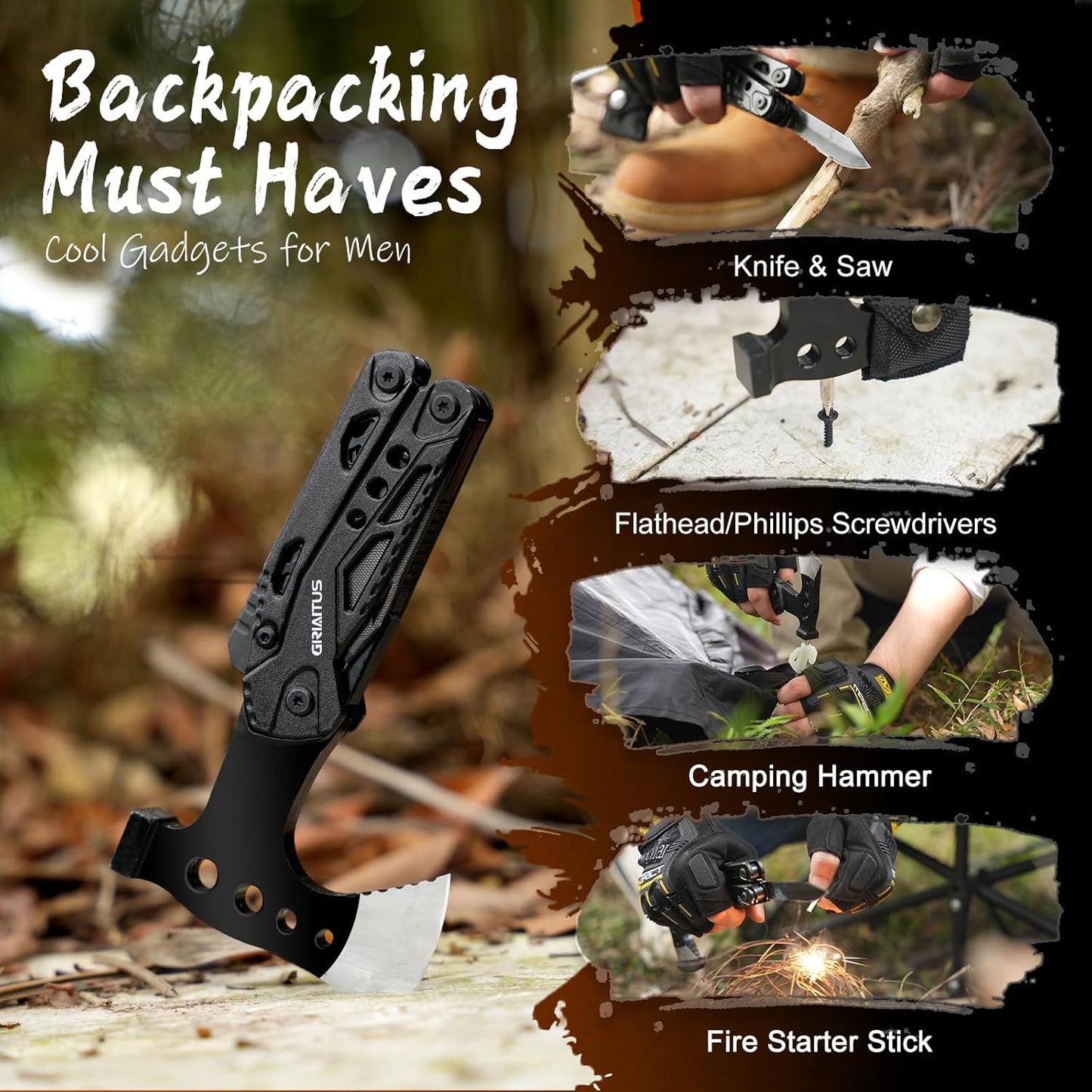 🔧 16-in-1 Multitool Camping Axe | Knife · Pliers · Fire Starter · Portable Case 🔥