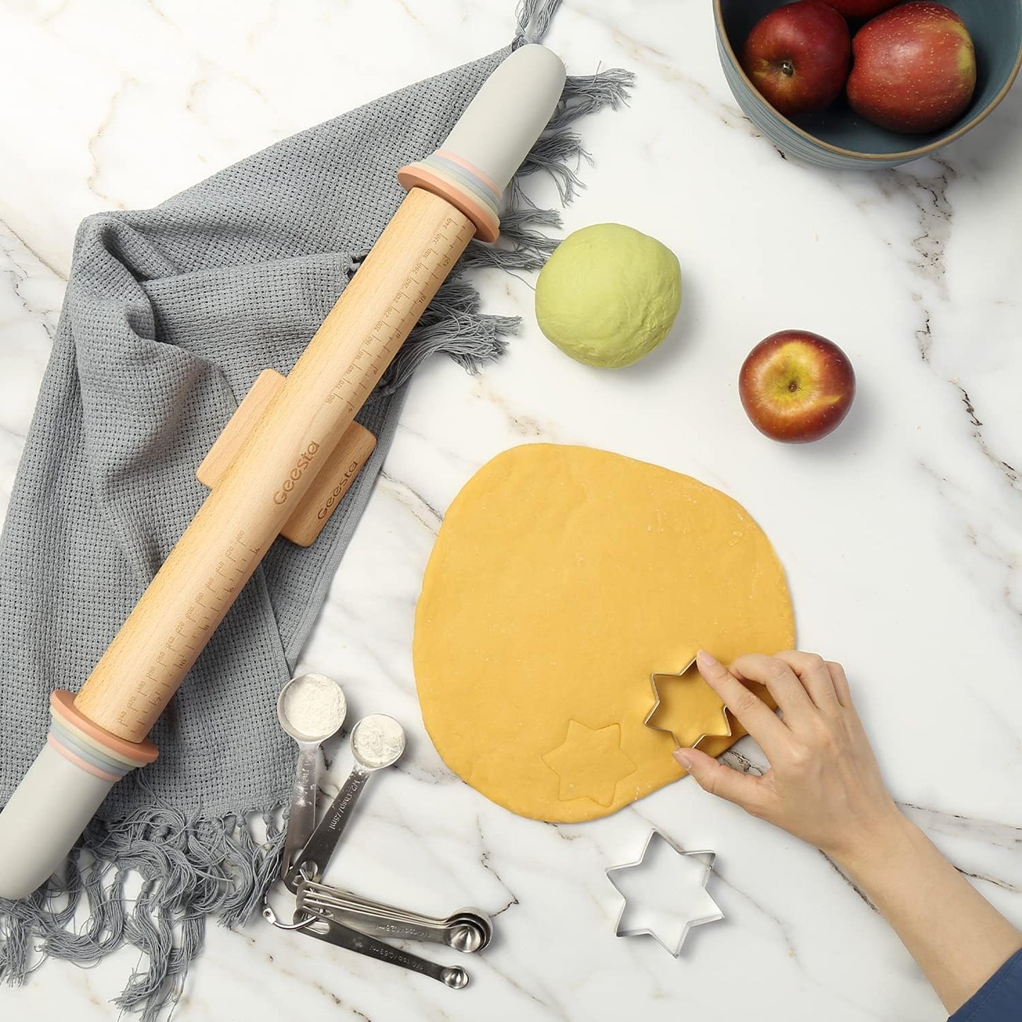 🍪 Adjustable Teak Wood Rolling Pin | Precise, Durable & Easy to Use 🍞