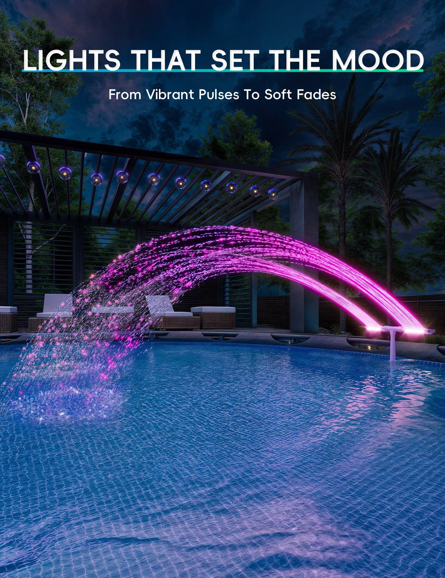 Solar Pool Fountain with Lights
