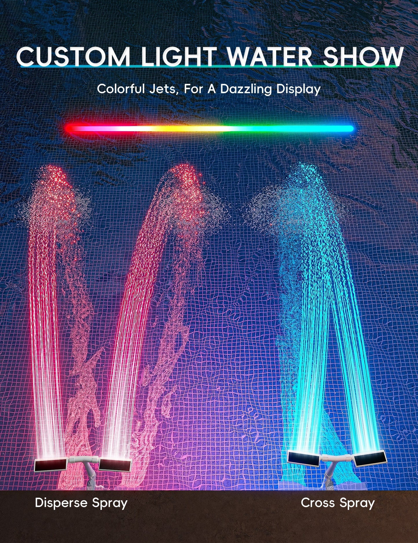 Solar Pool Fountain with Lights