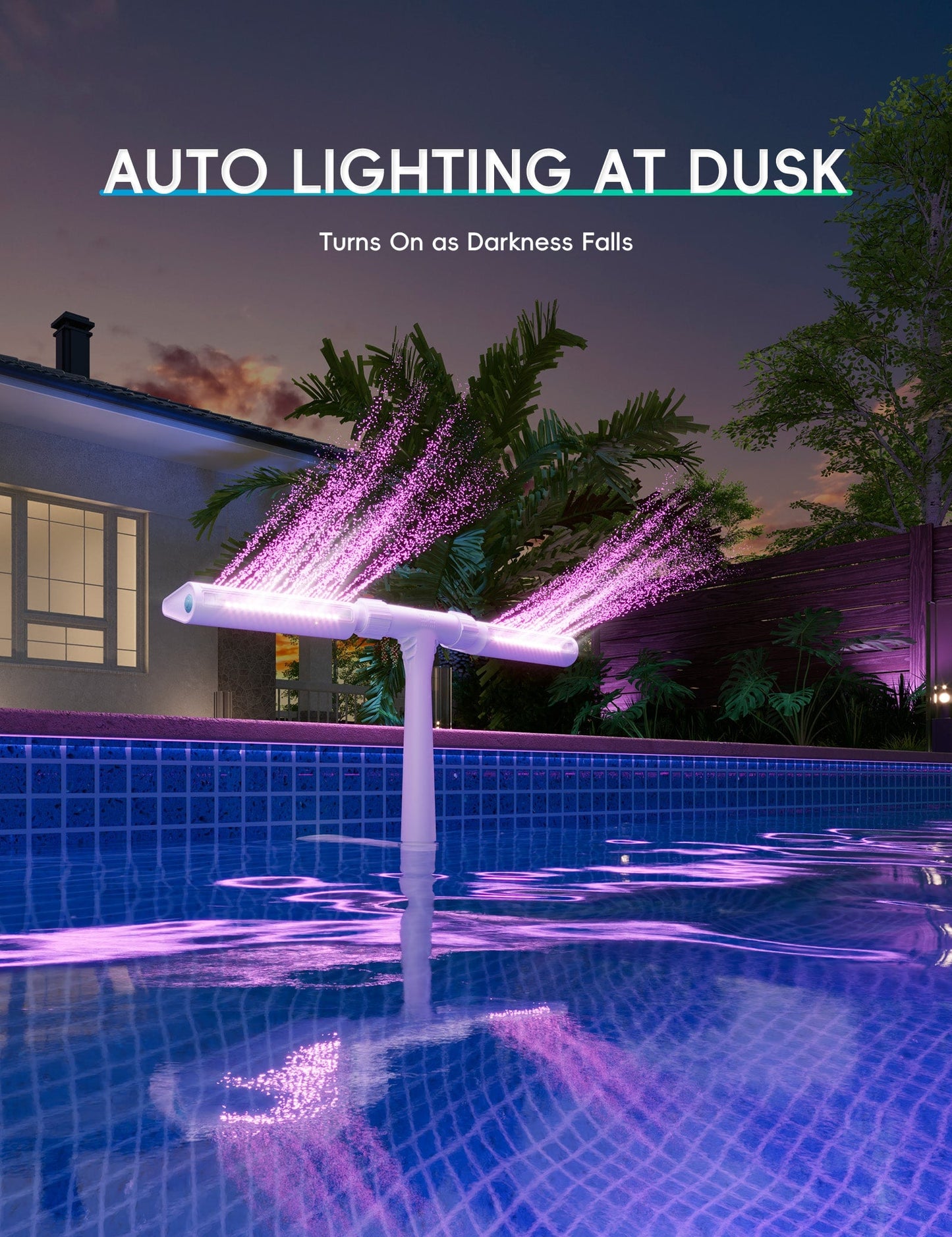 Solar Pool Fountain with Lights