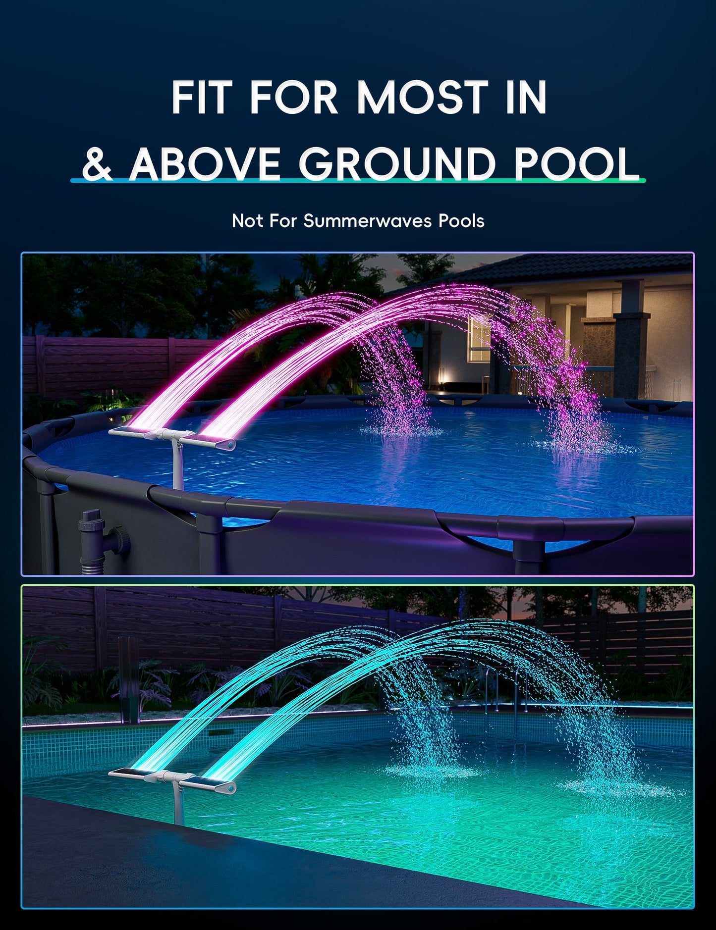 Solar Pool Fountain with Lights