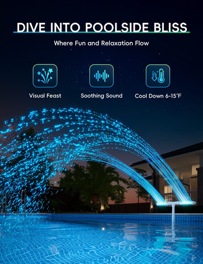Solar Pool Fountain with Lights