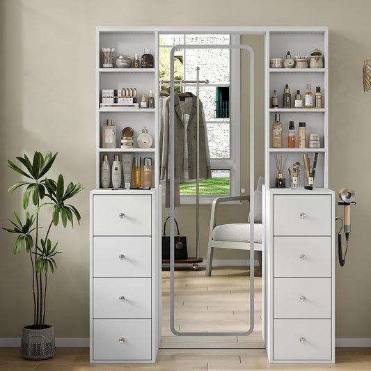 LED Vanity with Mirror, Lights & Storage