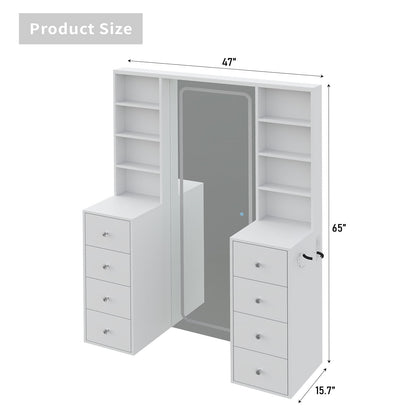 LED Vanity with Mirror, Lights & Storage